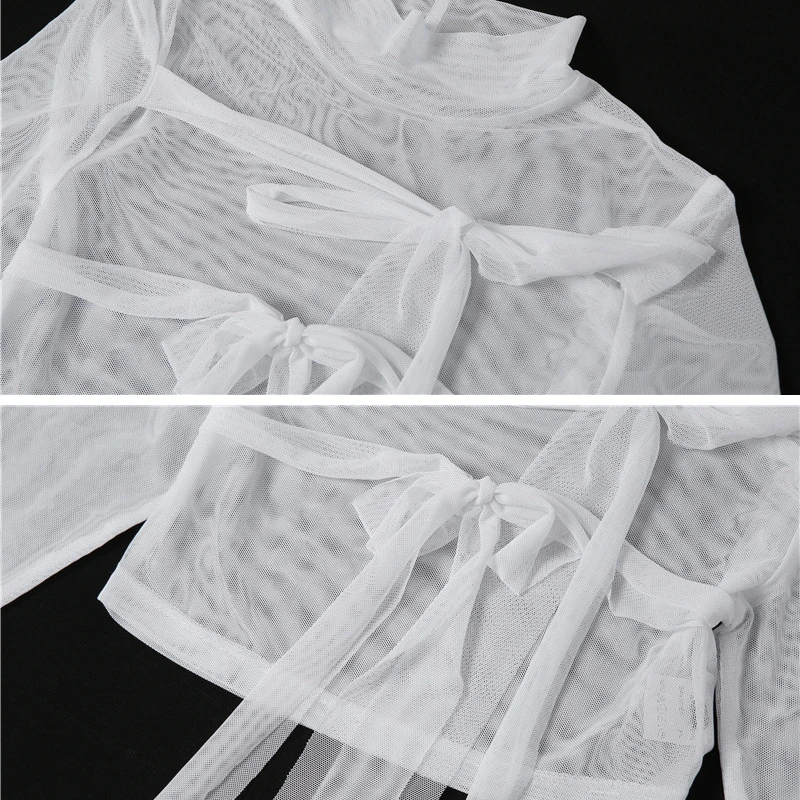 ANJAMANOR Sexy Sheer Mesh Ribbons Two Piece Set Pants Crop Top Fashion Club Outfits Mujer Wholesale Items Black White D87-CC19
ANJAMANOR Sexy Sheer Mesh Ribbons Two Piece Set Pants Crop Top Fashion Club Outfits Mujer Wholesale Items Black White D87-CC19