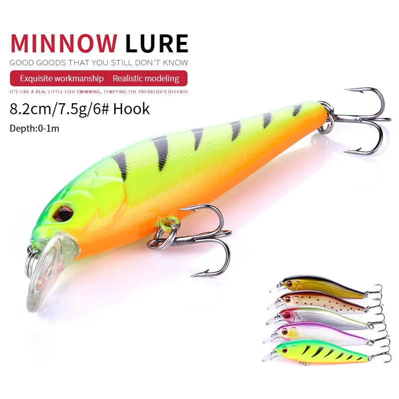 1PCS Minnow Wobblers Fishing Lure Artificial Minow 8.2cm 7.5g Hard Fish Goods Tackle Jerkbait Trolling Fishing Tool
1PCS Minnow Wobblers Fishing Lure Artificial Minow 8.2cm 7.5g Hard Fish Goods Tackle Jerkbait Trolling Fishing Tool