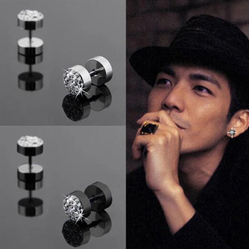 1Pair Black/Silver Color Men Barbell Punk Ear Studs Trendy Round Stainless Steel Crystal Rhinestone Earrings For Cool Boys
1Pair Black/Silver Color Men Barbell Punk Ear Studs Trendy Round Stainless Steel Crystal Rhinestone Earrings For Cool Boys