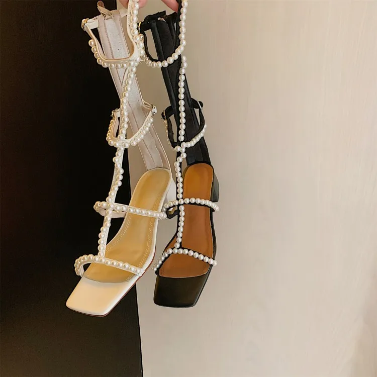 Pearl Strap Sandals Square Toe Ladies Heel Ankle Strap Sandals Sexy Sweet Roman High Heels Women Female Fashion Shoes
Pearl Strap Sandals Square Toe Ladies Heel Ankle Strap Sandals Sexy Sweet Roman High Heels Women Female Fashion Shoes