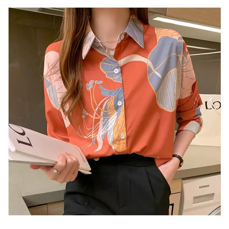 Женская шифоновая блузка с длинным рукавом демисезонная Повседневная Блузка Ay1621