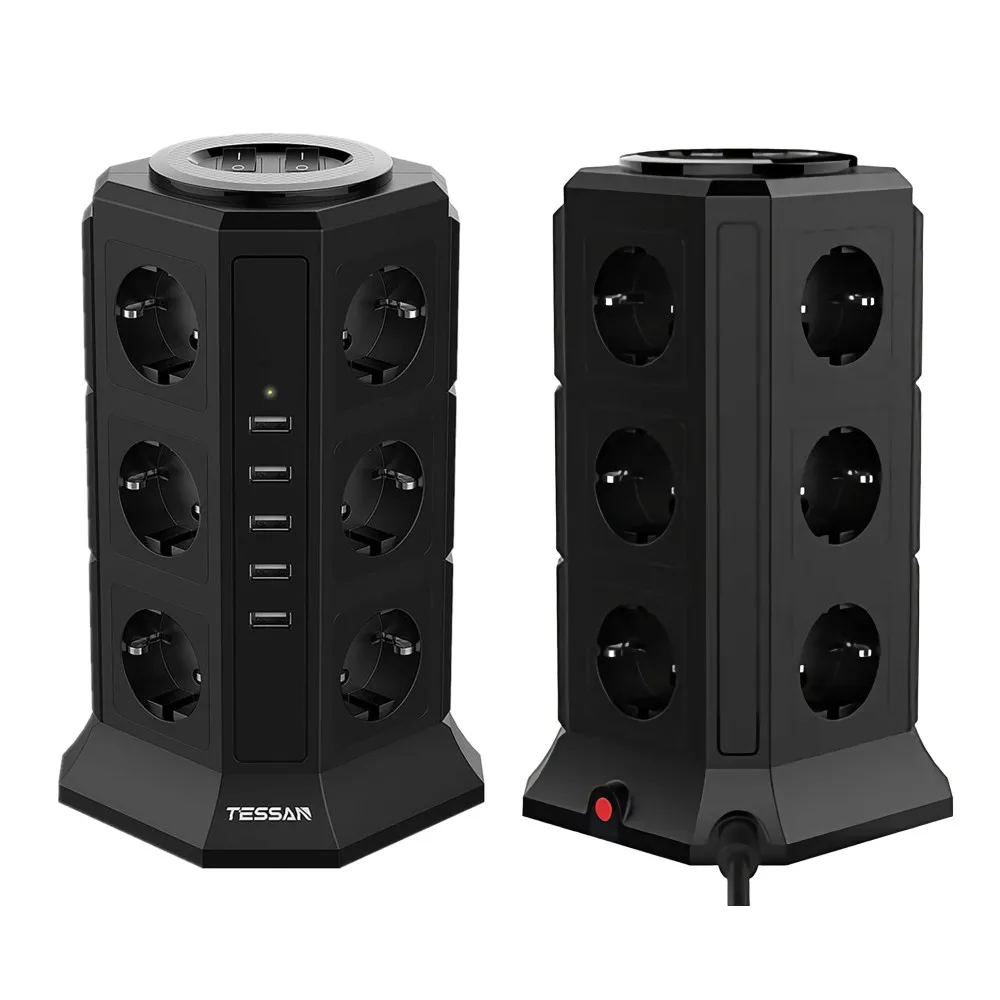 Tower Multi Power Strip Vertical EU Plug 12 Way Outlets Sockets with 5 USB Surge Protector Circuit Protection 2m Extension Cable
Tower Multi Power Strip Vertical EU Plug 12 Way Outlets Sockets with 5 USB Surge Protector Circuit Protection 2m Extension Cable