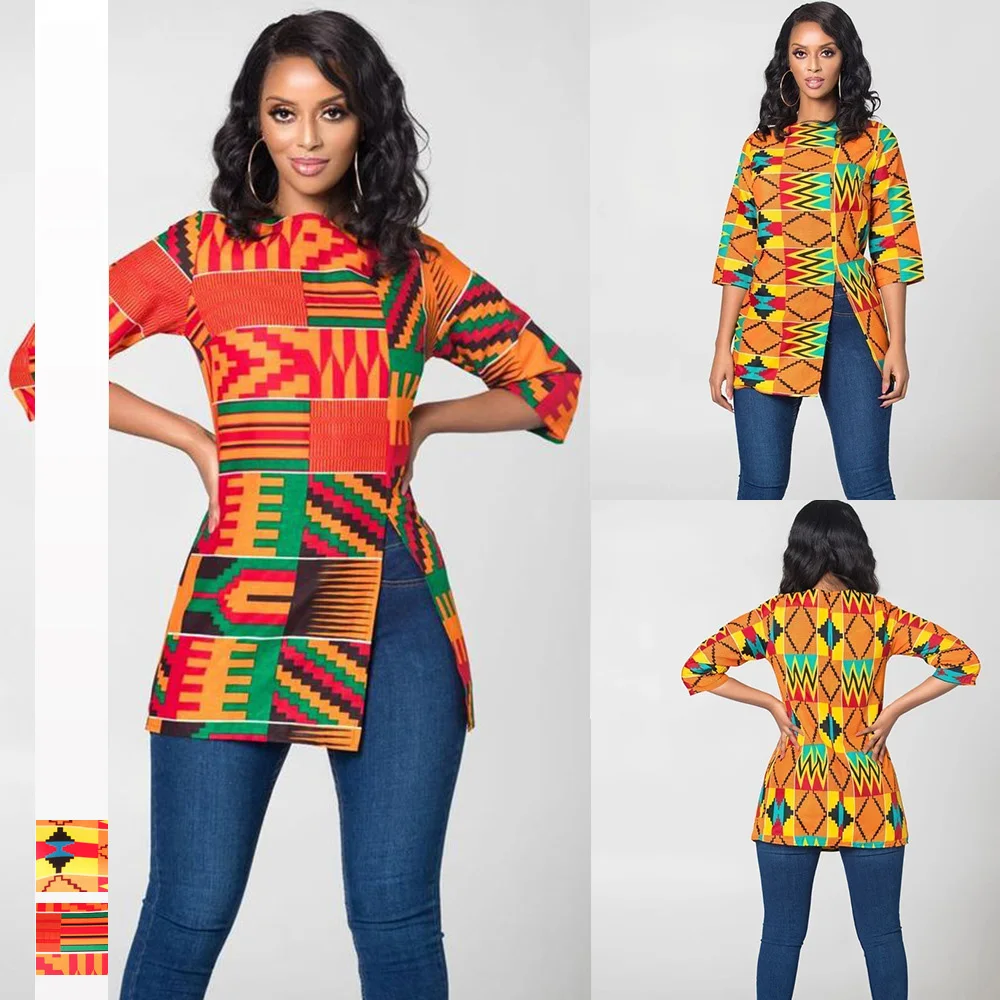 African Shirt Women Tops Dashiki Print Streetwear Slipt Blouse 2021 Autumn African Half Sleeve Tops Casual Africa Bazin Clothes
African Shirt Women Tops Dashiki Print Streetwear Slipt Blouse 2021 Autumn African Half Sleeve Tops Casual Africa Bazin Clothes