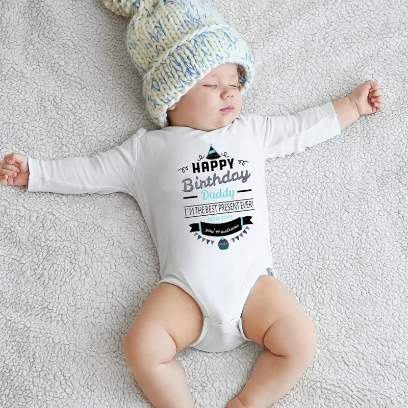 Happy Birthday Daddy Printed Baby Rompers Cotton Infant Long Sleeve Bodysuits Newborn Jumpsuit Body Baby Boys Girls Ropa Clothes
Happy Birthday Daddy Printed Baby Rompers Cotton Infant Long Sleeve Bodysuits Newborn Jumpsuit Body Baby Boys Girls Ropa Clothes