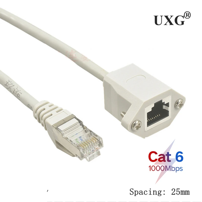 Расстояние: 25 мм Сетевой удлинитель Cat 6e кабель RJ45 штекер-гнездо с винтовым