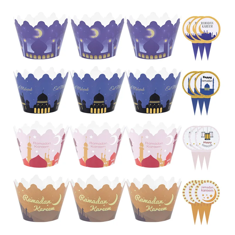 12pcs Eid Ramadan Cupcake Wrapper Cake Topper Eid Al-fitr Mubarak Muslim Islamic Party Decor Baking Cake Decorating
12pcs Eid Ramadan Cupcake Wrapper Cake Topper Eid Al-fitr Mubarak Muslim Islamic Party Decor Baking Cake Decorating