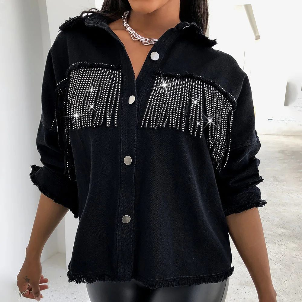 Europe America Women's Solid Color Cowboy Blouse Single-breasted Lapel Tassel Sleeve Fashion Trend Design Casual Autumn 2021
Europe America Women's Solid Color Cowboy Blouse Single-breasted Lapel Tassel Sleeve Fashion Trend Design Casual Autumn 2021