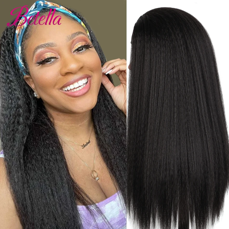 Betella курчавые прямые головные парики для чернокожих женщин 24 дюйма без клея Yaki