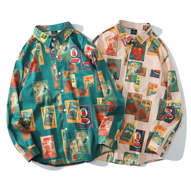 Hawaiian Strand Shirts Harajuku Vintage Poster Print Lange Mouwen Aloha Party Holiday Shirt Mens Casual Button Down Tops Men 
Hawaiian Strand Shirts Harajuku Vintage Poster Print Lange Mouwen Aloha Party Holiday Shirt Mens Casual Button Down Tops Men