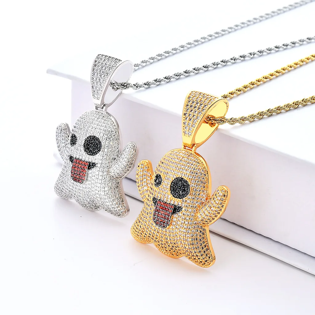 Ghost Necklace & Pendant With 4mm Tennis Chain Gold Color Bling Cubic Zircon Men's Hip hop Rock Jewelry
Ghost Necklace & Pendant With 4mm Tennis Chain Gold Color Bling Cubic Zircon Men's Hip hop Rock Jewelry