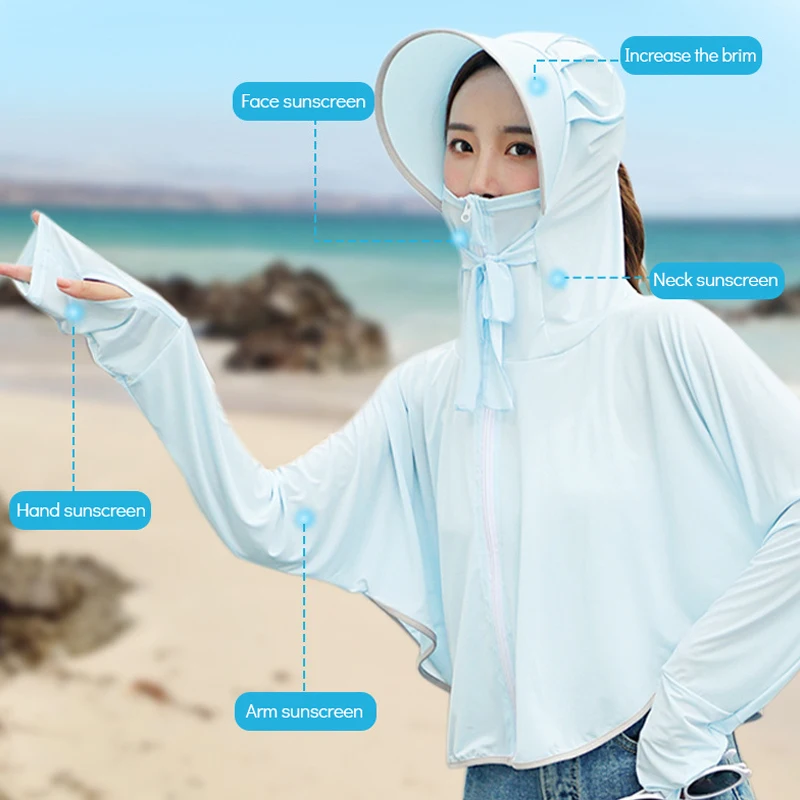 K25 Summer Sunscreen Ice Silk Top For Women Girl Solid Color Breathable Shawl Of UV Protection Cloak Sun Shirt Outdoor Coat
K25 Summer Sunscreen Ice Silk Top For Women Girl Solid Color Breathable Shawl Of UV Protection Cloak Sun Shirt Outdoor Coat