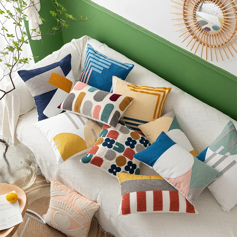 Demon Eye colourful sofa cushion cover embroidery flocking pillow cover geometric lines block pillowcase living room photo props
Demon Eye colourful sofa cushion cover embroidery flocking pillow cover geometric lines block pillowcase living room photo props