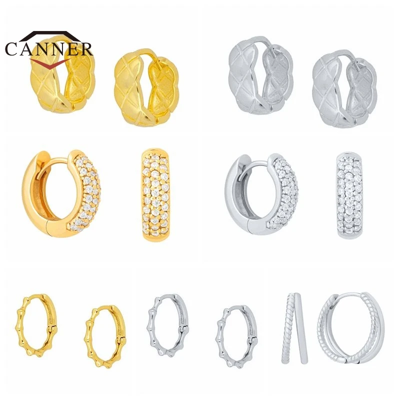 CANNER 925 Sterling Silver Hoop Earrings For Women CZ Zircon Huggie Earring INS Style Gold Color Ear Buckle Jewelry Pendientes
CANNER 925 Sterling Silver Hoop Earrings For Women CZ Zircon Huggie Earring INS Style Gold Color Ear Buckle Jewelry Pendientes