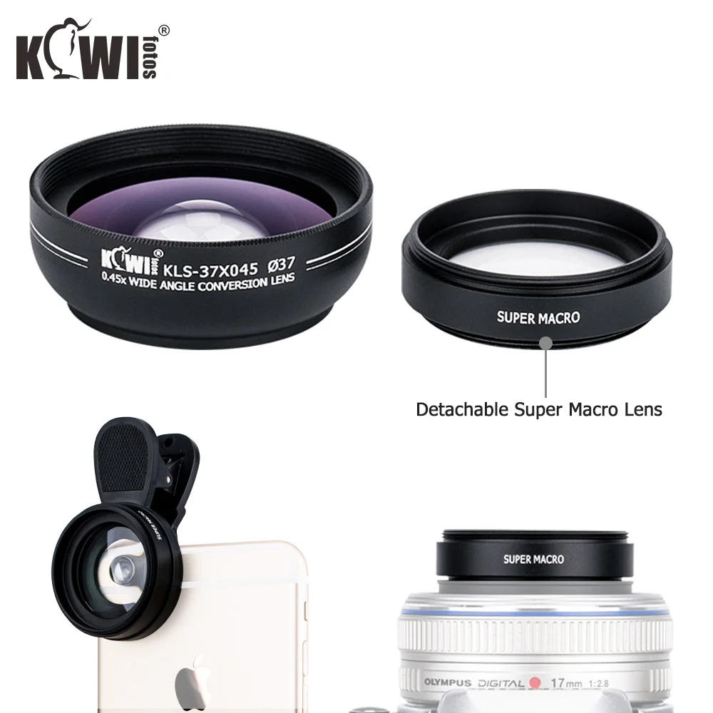 

6 in 1 Universal 0.45X Wide Angle Super 10X Macro Lens for Samsung XiaoMi for 37mm Camera Lens Compatible With 49mm Filters Kit