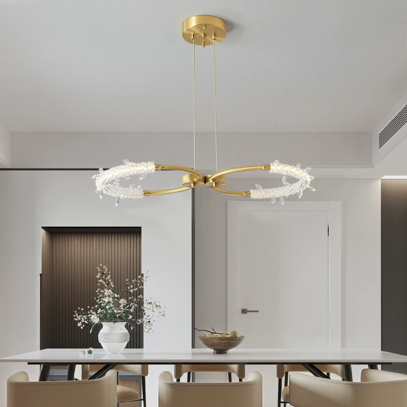 Дизайнерская простая креативная лампа для столовой, медный скандинавский светильник, роскошная хрустальная люстра, креативная обеденная н... 
Дизайнерская простая креативная лампа для столовой, медный скандинавский светильник, роскошная хрустальная люстра, креативная обеденная н...