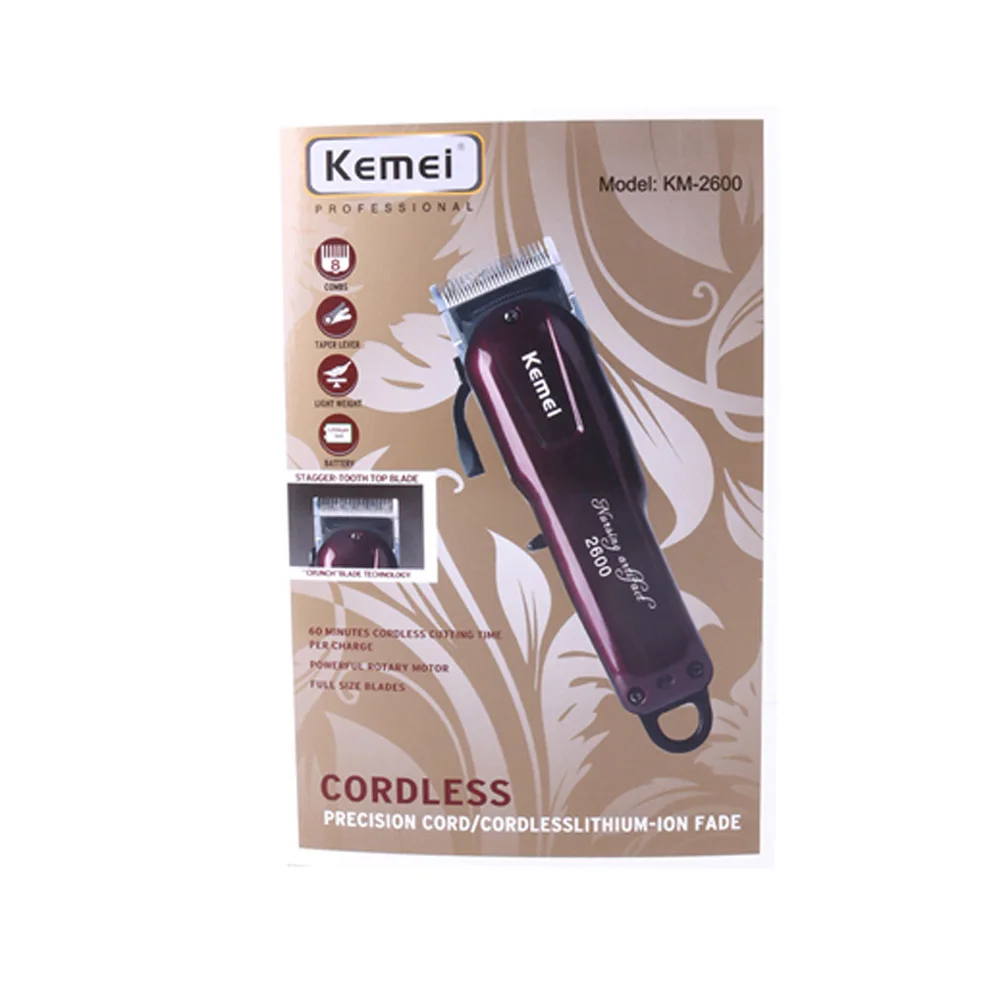Kemei Hair Clipper Professional Electric Hair Trimmer Powerful Shaving Machine Hair Cutting Beard Electric Razor KM-2600
Kemei Hair Clipper Professional Electric Hair Trimmer Powerful Shaving Machine Hair Cutting Beard Electric Razor KM-2600