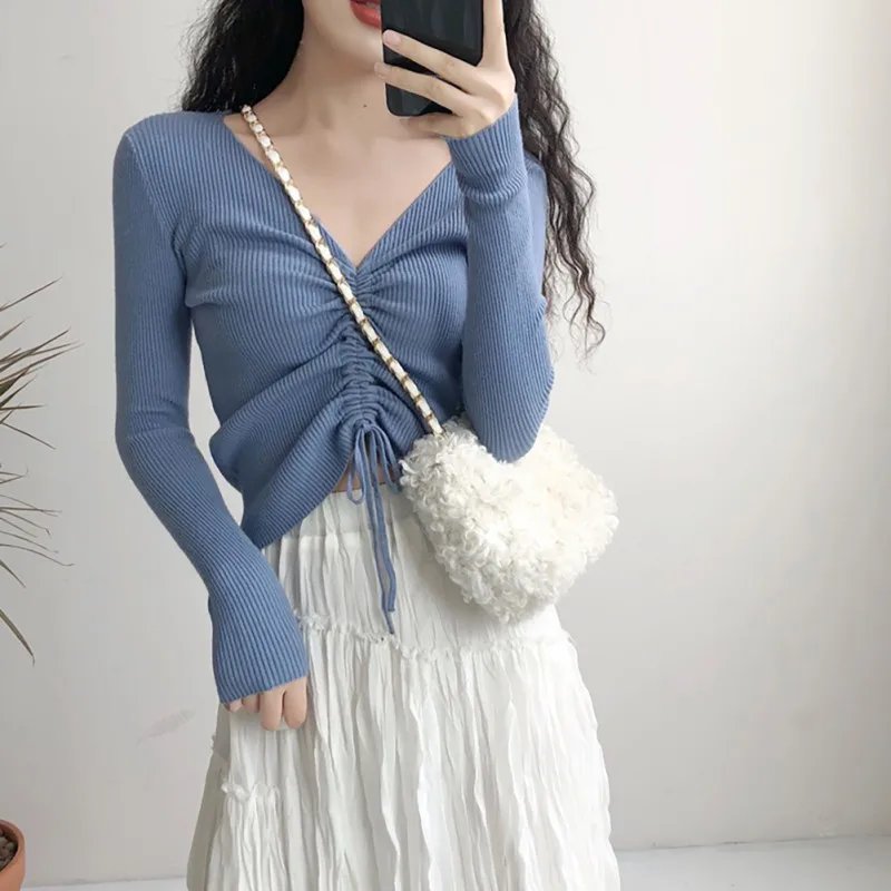 Women Autumn Winter Fashion Casual Sweater Slim Fit V-Neck Sweaters Solid Drawstring Pullover Wear Long Sleeve Tops
Women Autumn Winter Fashion Casual Sweater Slim Fit V-Neck Sweaters Solid Drawstring Pullover Wear Long Sleeve Tops