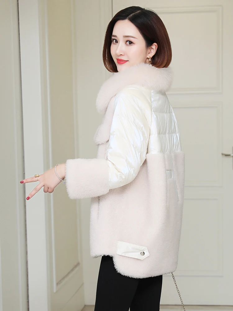 JCHB 2021 100% Wool Real Fur Coat Autumn Winter Women's Down Jacket Warm Female Clothes Fox Fur Collar Mujeres Abrigos Pph2032 
JCHB 2021 100% Wool Real Fur Coat Autumn Winter Women's Down Jacket Warm Female Clothes Fox Fur Collar Mujeres Abrigos Pph2032