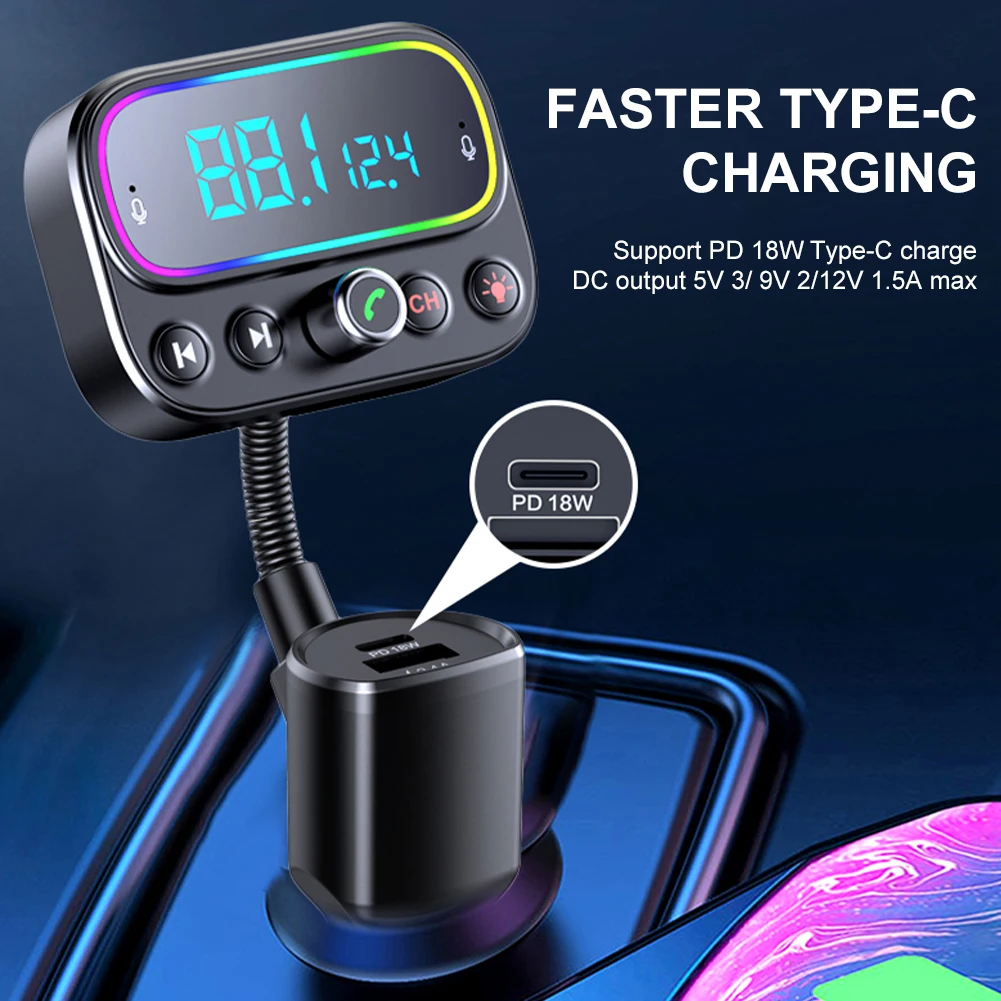 Автомобильный Bluetooth FM-передатчик, Автомобильный MP3 музыкальный плеер PD3.0 QC, быстрая зарядка, Aux аудио выход, дисплей напряжения, окружающий св...
Автомобильный Bluetooth FM-передатчик, Автомобильный MP3 музыкальный плеер PD3.0 QC, быстрая зарядка, Aux аудио выход, дисплей напряжения, окружающий св...