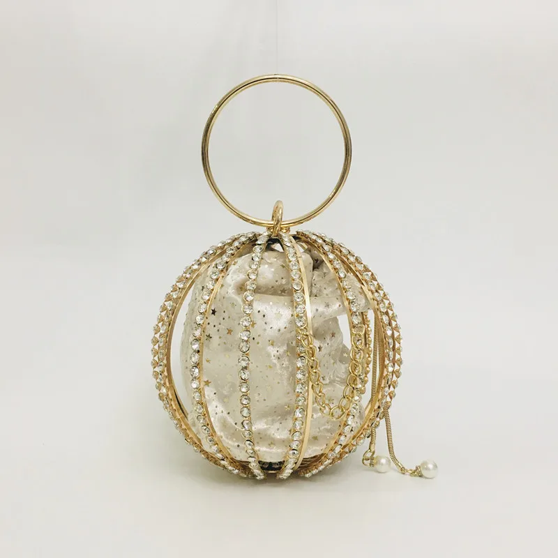 Hollow Out Diamonds Cage Evening Clutch Bags Women Fashion Pearl Rhinestones Alloy Circular Personality Handbags Wedding Party
Hollow Out Diamonds Cage Evening Clutch Bags Women Fashion Pearl Rhinestones Alloy Circular Personality Handbags Wedding Party