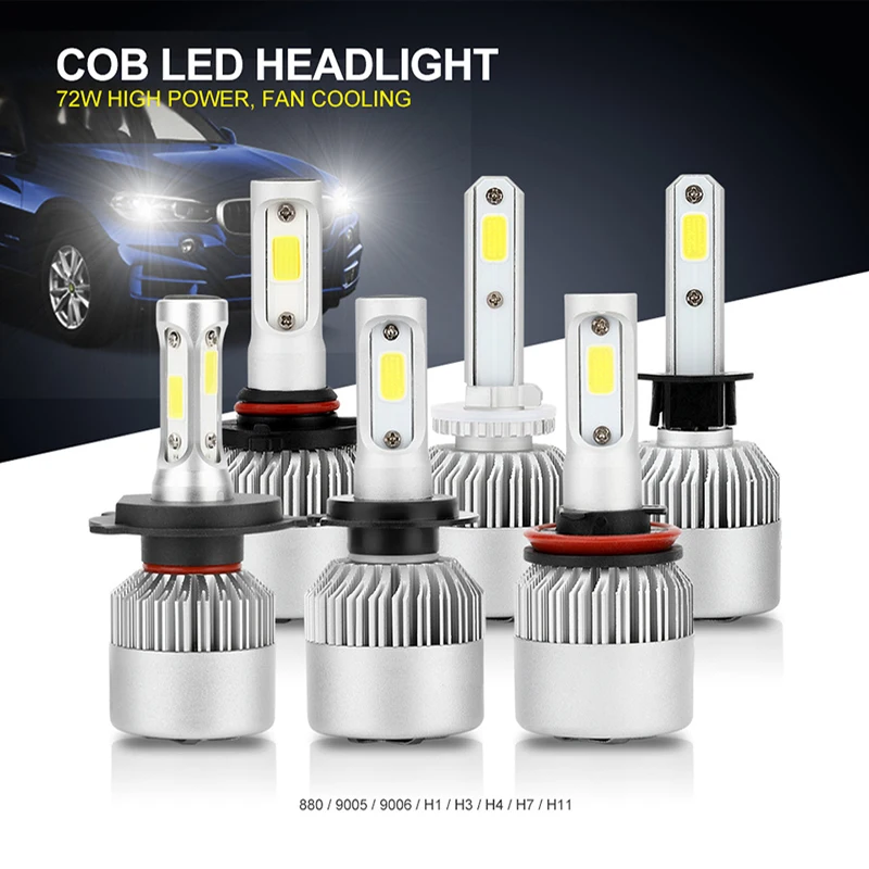 

H7 LED Lights Car Headlight Bulbs H4 H11 H8 9004 Hb3 9005 Hb4 9006 H27 880 881 9007 H1 H3 12V 72W 8000LM 6000K S2 Auto Headlamps