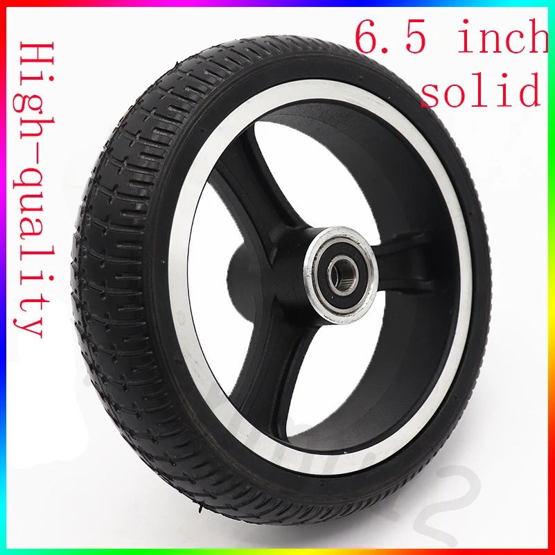 Super 6.5 inch solid rubber tire with plastic wheel hub / rim, alloy bearing, non slip, suitable for small electric scooter
Super 6.5 inch solid rubber tire with plastic wheel hub / rim, alloy bearing, non slip, suitable for small electric scooter
