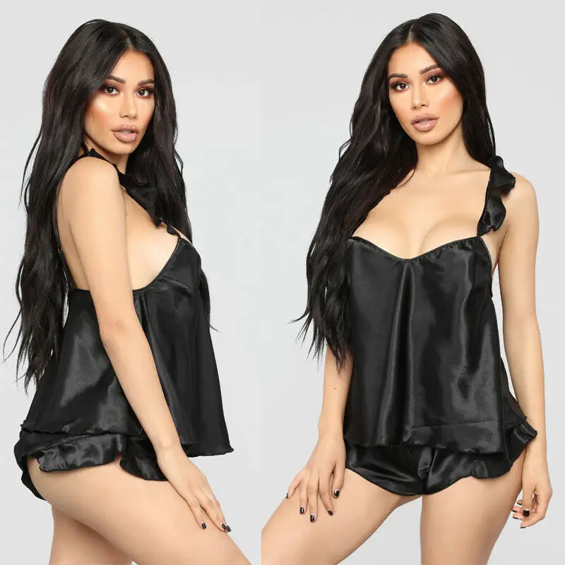 Sexy Lingerie Nightwear Women Babydoll Shorts Pajama Set Sleepwear Ruffles Solid Satin Silk Lace Homewear Plus size Size S-XXL 
Sexy Lingerie Nightwear Women Babydoll Shorts Pajama Set Sleepwear Ruffles Solid Satin Silk Lace Homewear Plus size Size S-XXL