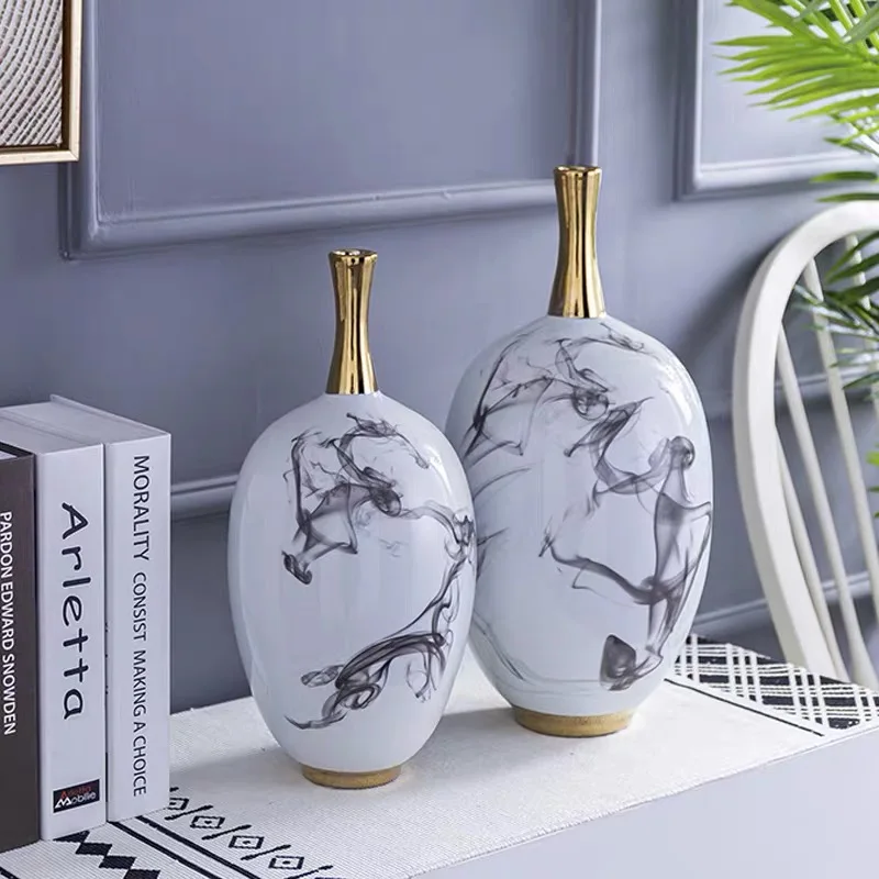 Luxury New Chinese Ink Painting General Jar Modern Creative White Porcelain Ceramic Vase for Home Decoration
Luxury New Chinese Ink Painting General Jar Modern Creative White Porcelain Ceramic Vase for Home Decoration