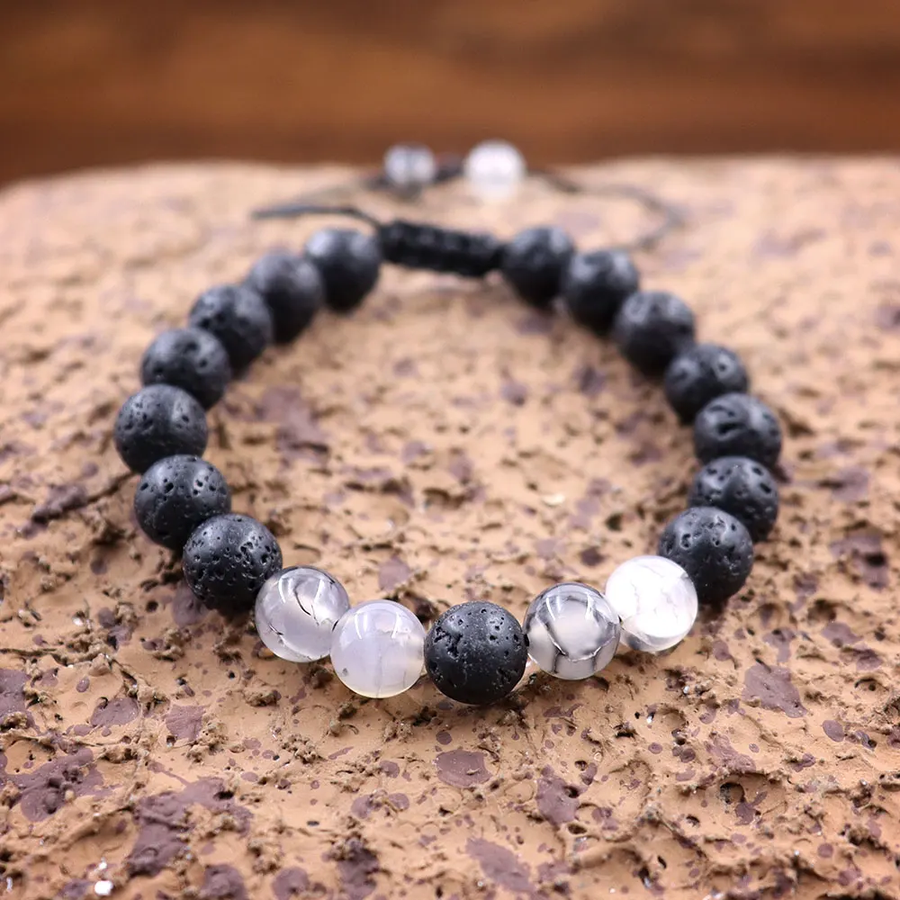 8mm Adjustable Lava Rock Bracelet Natural Stone Beads Bracelets with Braided Rope Stress Relief Yoga Bangle Gifts for Men Women
8mm Adjustable Lava Rock Bracelet Natural Stone Beads Bracelets with Braided Rope Stress Relief Yoga Bangle Gifts for Men Women