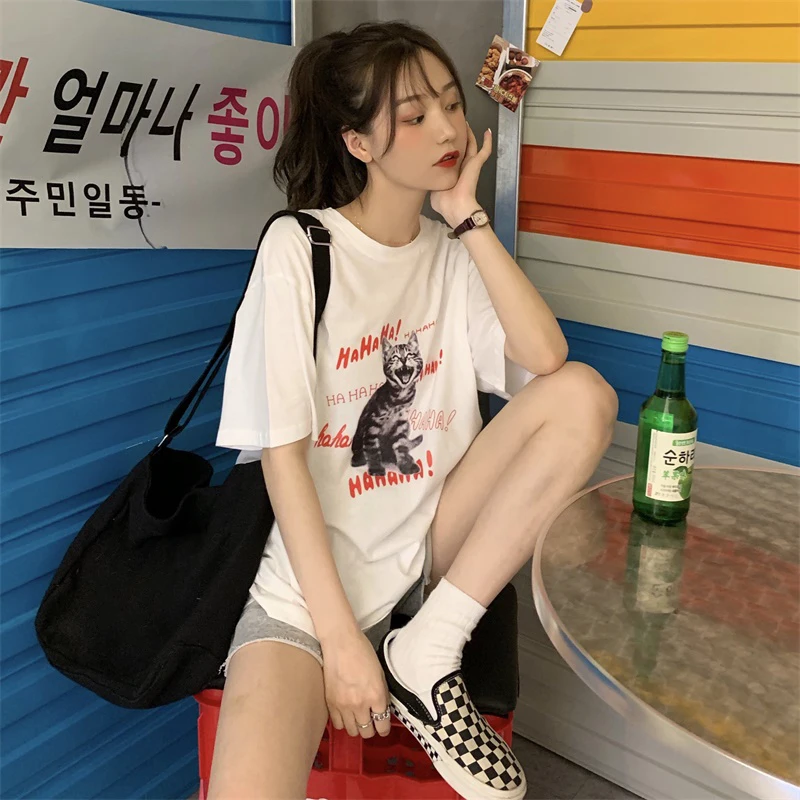 YTX082 2021 new summer net red Korean version loose wild Harajuku style white T-shirt
YTX082 2021 new summer net red Korean version loose wild Harajuku style white T-shirt