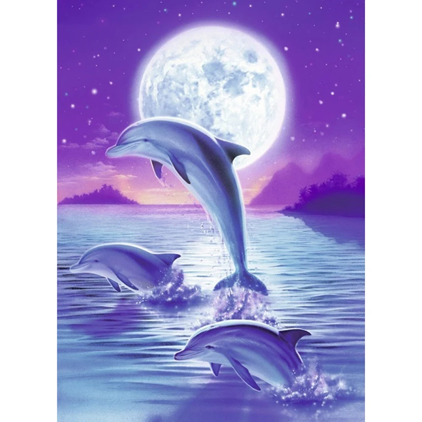 

DIY Diamond Painting Full Square Round Drill 5D Embroidery Animal Dolphin Pictures Rhinestones Cross Stitch Room Decor Art CM02