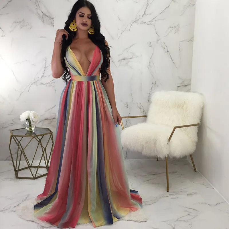 Sexy Colorful Deep V-Neck Chiffon Maxi Dress Women Elegant Spaghetti Strap Backless Floor Length Long Party Dresses Gown Vestido
Sexy Colorful Deep V-Neck Chiffon Maxi Dress Women Elegant Spaghetti Strap Backless Floor Length Long Party Dresses Gown Vestido