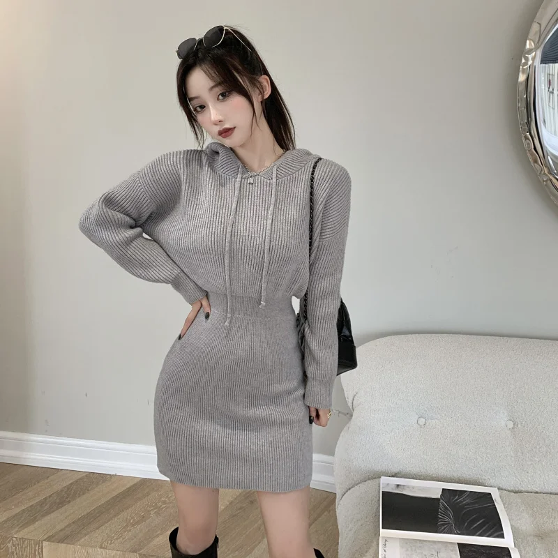 CMAZ Dress For WomenWomen's Knitted Dress Thickened Cinched Slimming Hip-Wrapped Dress 2021 Autumn and Winter New Gray Hooded L
CMAZ Dress For WomenWomen's Knitted Dress Thickened Cinched Slimming Hip-Wrapped Dress 2021 Autumn and Winter New Gray Hooded L