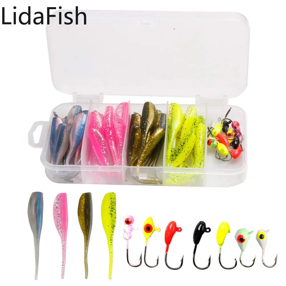 Lidafish 50pcs/Lot Soft Silicone Fishing Lure Sets With Jig Head Hook 5cm Worm Jigging Wobblers Carp Artificial Baits
Lidafish 50pcs/Lot Soft Silicone Fishing Lure Sets With Jig Head Hook 5cm Worm Jigging Wobblers Carp Artificial Baits