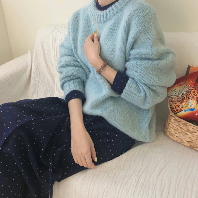 Ailegogo Women Autumn Winter O-neck Knitted Sweater Casual Loose Fit Knit Tops Female Korean Style Thick Outwear
Ailegogo Women Autumn Winter O-neck Knitted Sweater Casual Loose Fit Knit Tops Female Korean Style Thick Outwear