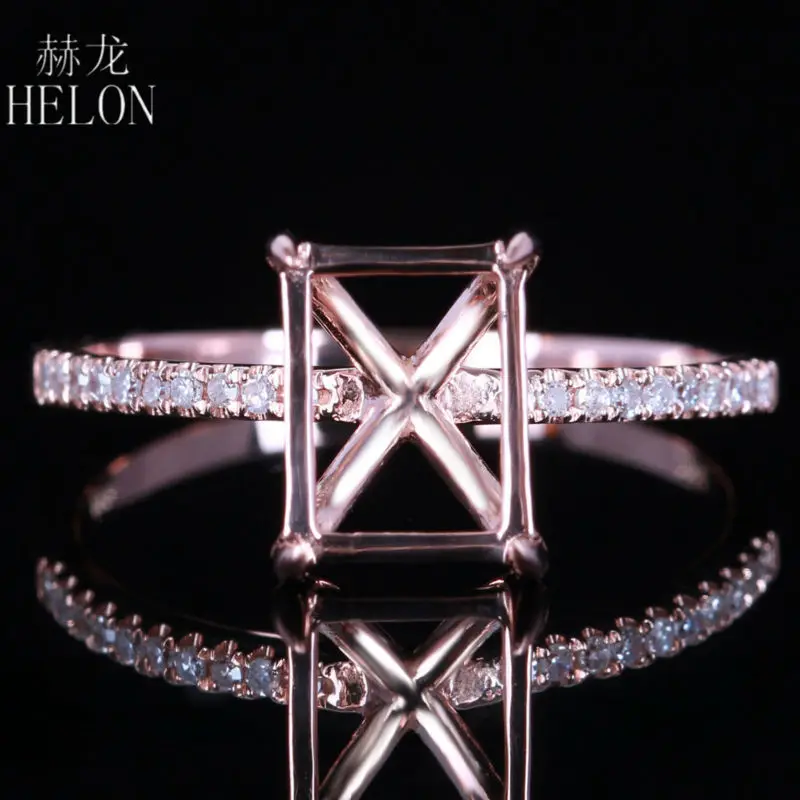 Фото HELON 8x6 мм Подушка твердая 14 к розовое золото проложить натуральные бриллианты