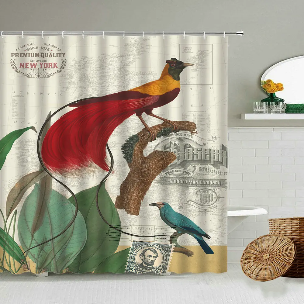 Tropical Parrot Bird Butterfly Animal Flower Plant Fruit Printed Shower Curtain European Retro Style Bathroom Waterproof Screen
Tropical Parrot Bird Butterfly Animal Flower Plant Fruit Printed Shower Curtain European Retro Style Bathroom Waterproof Screen