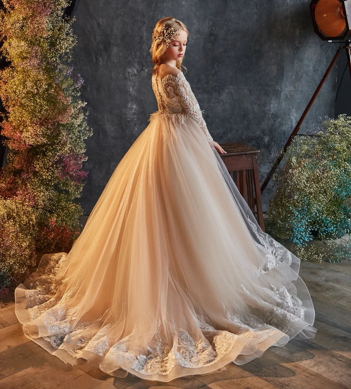Puffy Flower Girl Dresses Sheer Neck Long Sleeve Princess Dress Tulle Puffy First Communion Dress Cute Kids Dress
Puffy Flower Girl Dresses Sheer Neck Long Sleeve Princess Dress Tulle Puffy First Communion Dress Cute Kids Dress