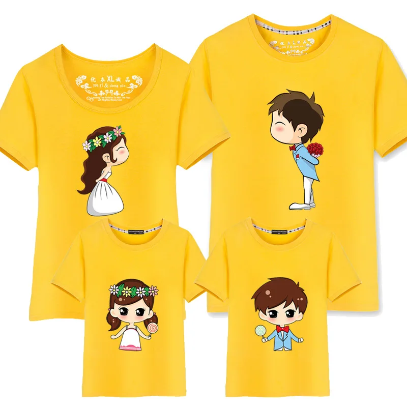 Matching Shirts for Couples Mama Mom And Daughter Father Son Family Outfits For Wedding Lovely Ladies Summer T-shirts | Мать и ребенок