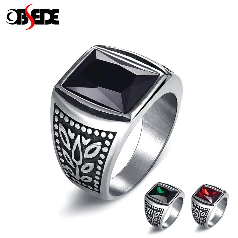 Vintage Men Ring Titanium Stainless Steel Red Black Green Square Zircon Stone Finger Ring Punk Hiphop Male Jewelry Party Gift
Vintage Men Ring Titanium Stainless Steel Red Black Green Square Zircon Stone Finger Ring Punk Hiphop Male Jewelry Party Gift