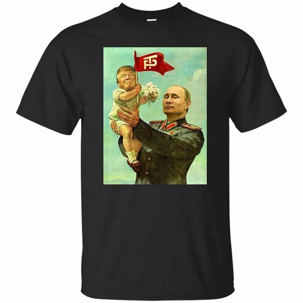 Забавная детская футболка Trump Putin 2019 Мужская черная темно синяя размер S 3XL уличная