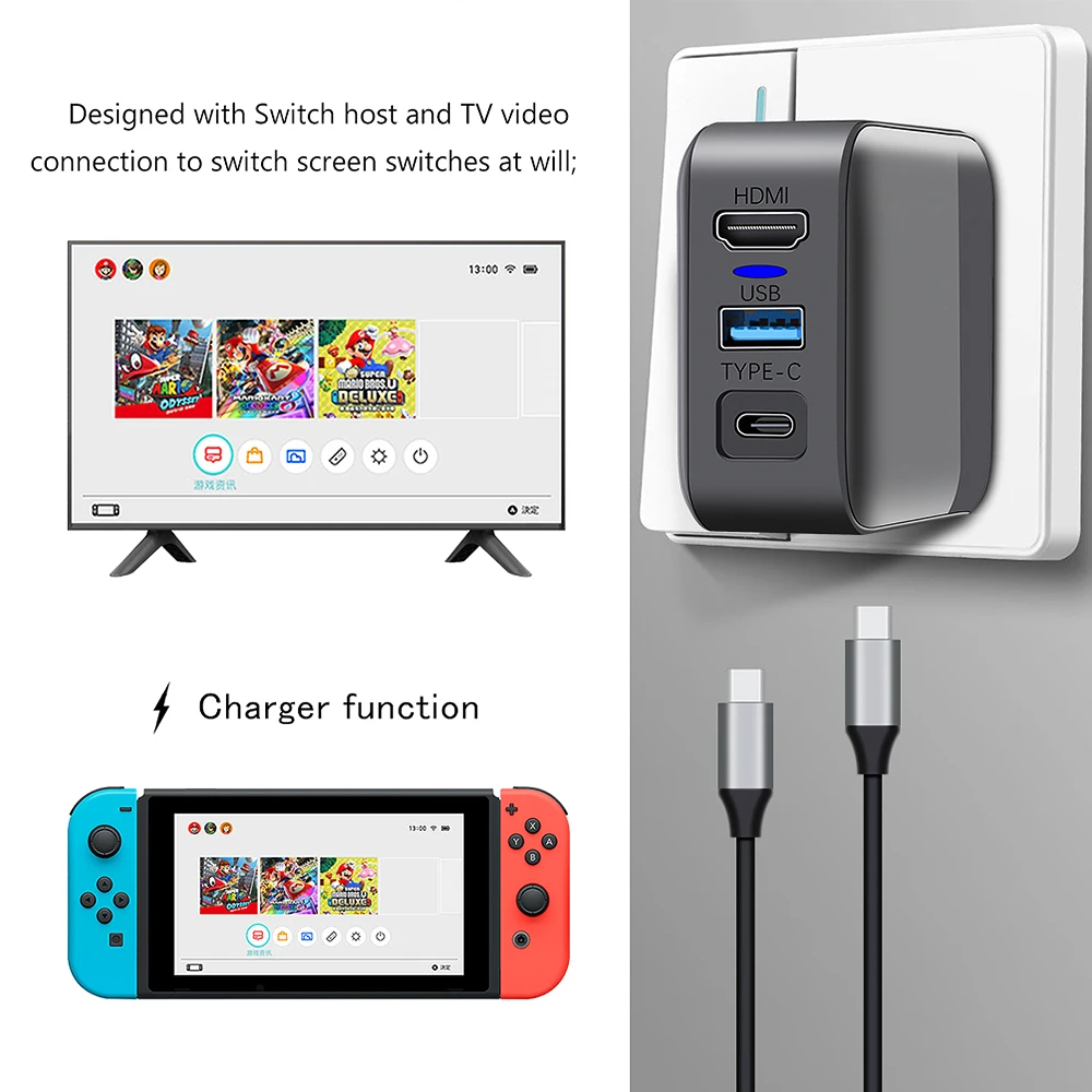 Portable NS Switch Charger Dock USB TV Converter Dock Charger Station For Nintendo Switch PC TYPE C Adapter Travel Accessory
Portable NS Switch Charger Dock USB TV Converter Dock Charger Station For Nintendo Switch PC TYPE C Adapter Travel Accessory