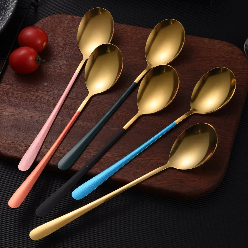 Stainless Steel Coffee Spoon Round Head Long Handle Cutlery Home Soup Ladle Honey Dessert Tea Spoons Tableware Kitchen Utensils
Stainless Steel Coffee Spoon Round Head Long Handle Cutlery Home Soup Ladle Honey Dessert Tea Spoons Tableware Kitchen Utensils