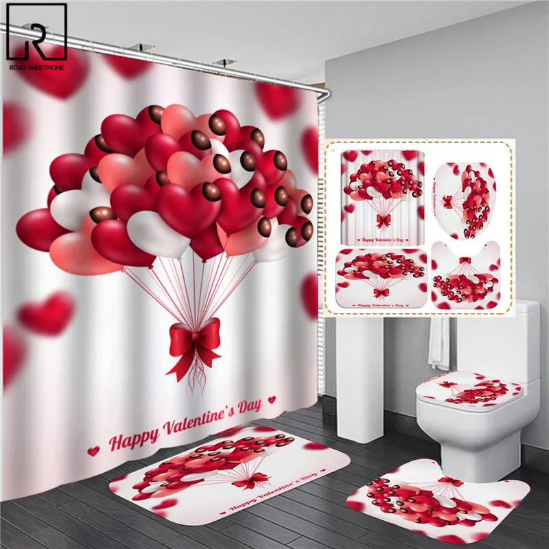 Red Big Heart Shower Curtain Set 4pcs Bathroom Curtain with Hooks Soft Mat Set Carpet Rugs Romantic Valentine's Day Home Decor
Red Big Heart Shower Curtain Set 4pcs Bathroom Curtain with Hooks Soft Mat Set Carpet Rugs Romantic Valentine's Day Home Decor