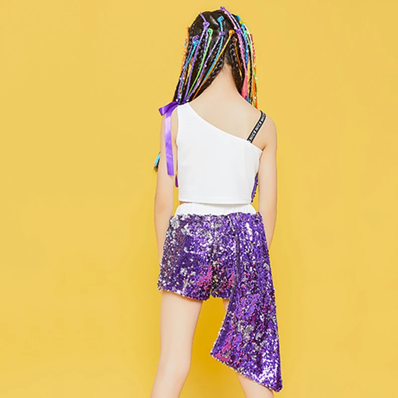 2021 New Girls Jazz Dance Costume Purple Sequins Suit Children Catwalk Fashion Clothing Girl Hip Hop Stage Performance Outfit
2021 New Girls Jazz Dance Costume Purple Sequins Suit Children Catwalk Fashion Clothing Girl Hip Hop Stage Performance Outfit