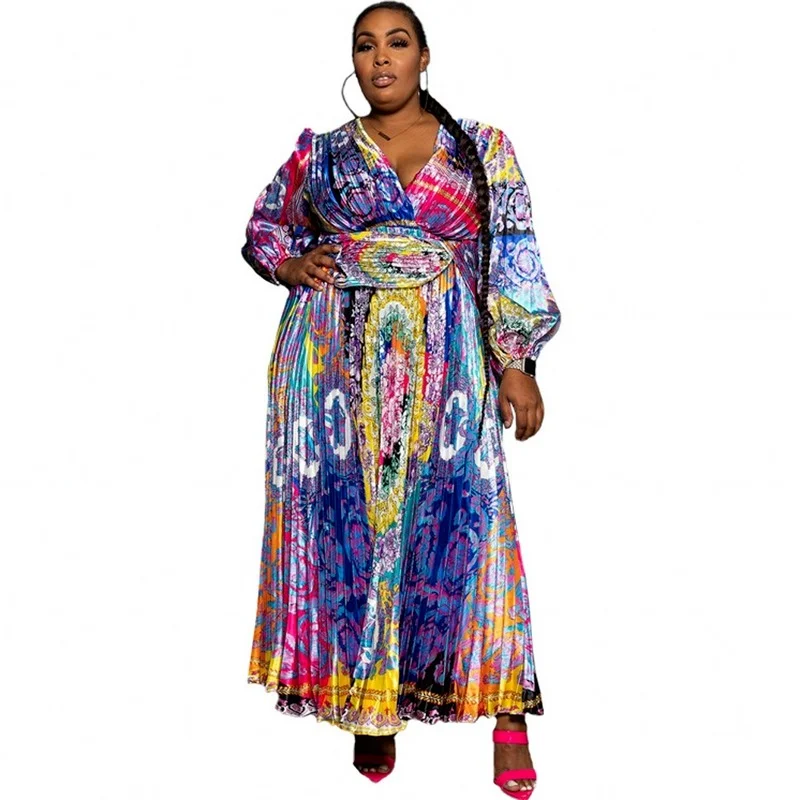 XL-5XL African Dresses For Women Africa Clothes Flower Print Dashiki Ladies Clothing Ankara Plus Size Female Long Maxi Dress |