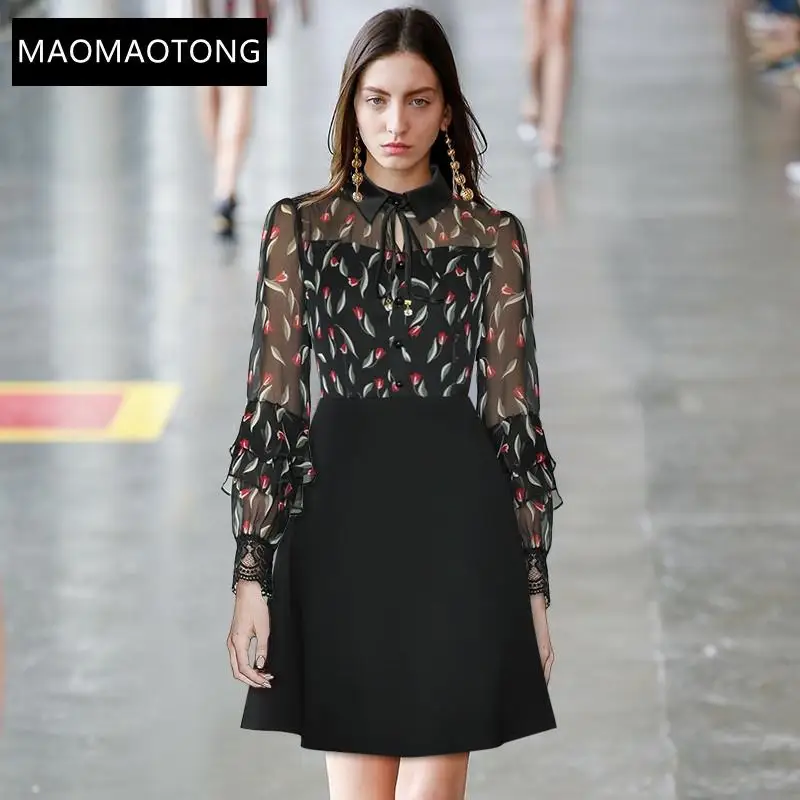 Women's Clothing Fashion Designer Dress Spring Autumn Women's Dress Turn-down Collar Patchwork Ruffles Print Short Party Dresses
Women's Clothing Fashion Designer Dress Spring Autumn Women's Dress Turn-down Collar Patchwork Ruffles Print Short Party Dresses