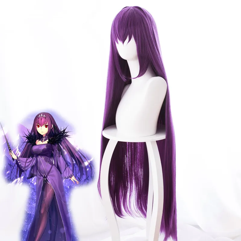 

Fate/Grand Order FGO Scathach Caster Cosplay Wig Woman Long Purple Hair Game Cos Wigs