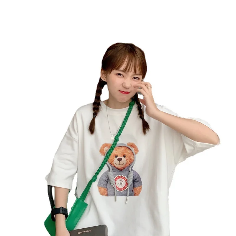 T-shirt Women's 2021 New Women's Spring and Summer Velvet Mill Hair Rack Bear Loose Age-reducing Half Sleeve Top
T-shirt Women's 2021 New Women's Spring and Summer Velvet Mill Hair Rack Bear Loose Age-reducing Half Sleeve Top