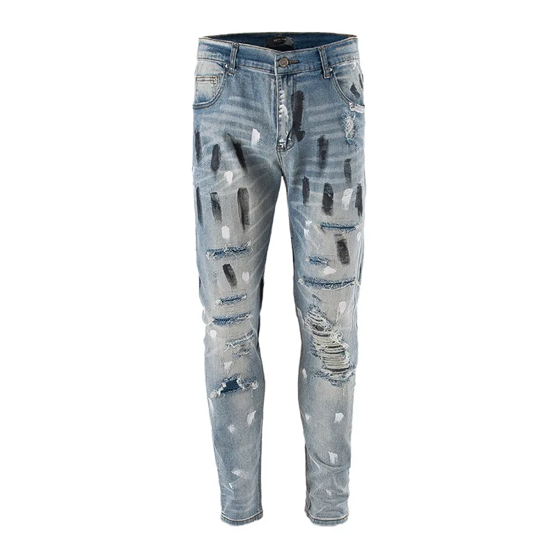 Men's Blue Ripped Jeans Casual Slim High Street Style Splash Ink Paint Dot Personality Beggar Ripped Men's Pants Autumn/Winter
Men's Blue Ripped Jeans Casual Slim High Street Style Splash Ink Paint Dot Personality Beggar Ripped Men's Pants Autumn/Winter